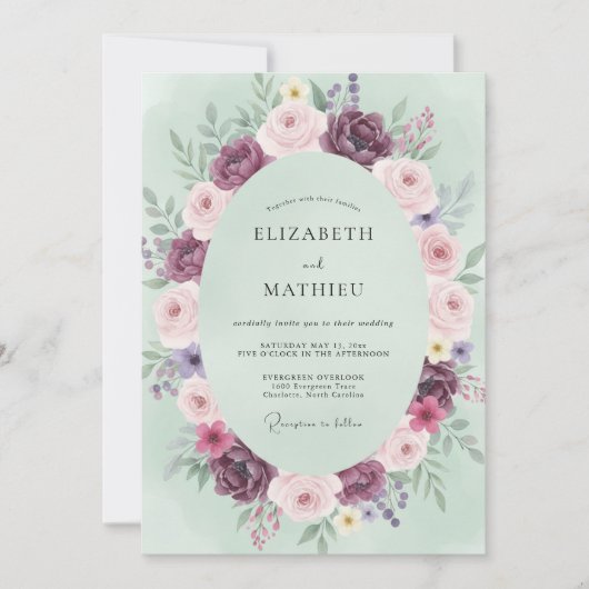 Plum Blossom Laurel Romance Wedding 招待状 (正面)