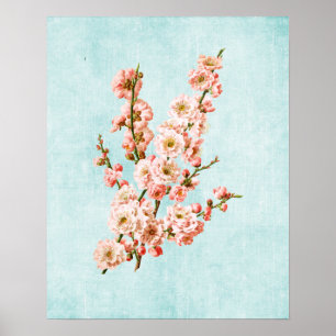 Plum Blossoms on Aged Denim ポスター