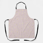 Plum Blush White Plum Blossom Floral Pattern エプロン (正面)