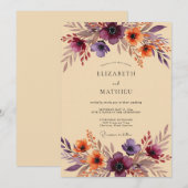 Plum Bohemian Autumnal Wedding 招待状 (正面/裏面)