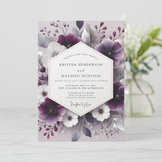 Plum Botanical Romance Wedding 招待状 (スタンド正面)