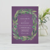 Plum Botanical Wreath Wedding 招待状 (スタンド正面)