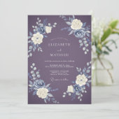 Plum Brushstroke Floral Wedding 招待状 (スタンド正面)