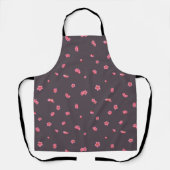 Plum Charcoal Red Plum Blossom Floral Pattern エプロン (正面)