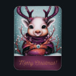 Plum Christmas Reindeer Flexible Photo Magnet マグネット<br><div class="desc">An adorable reindeer in a beautiful winter plum.</div>