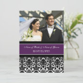 Plum Damask Photo Elopement Announce Cards 案内状 (スタンド正面)