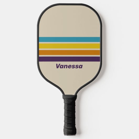 Plum Dust Rainbow Across Striping with Name ピックルボールラケット (正面)