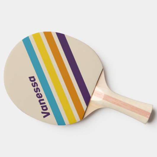 Plum Dust Rainbow Angled Striping with Name 卓球ラケット (横)