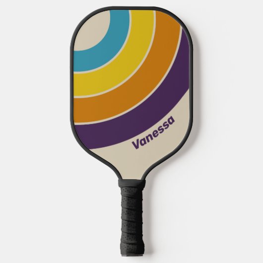 Plum Dust Rainbow Circle Stripe with Name ピックルボールラケット (正面)
