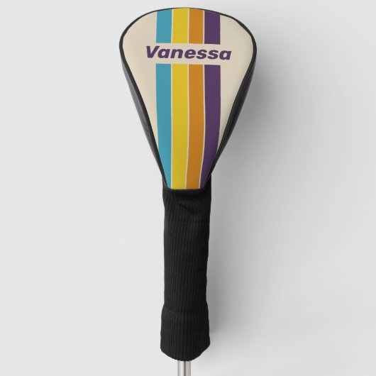 Plum Dust Rainbow Pin Striped with Name ゴルフヘッドカバー (正面)