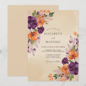 Plum Earthy Autumnal Wedding 招待状 (正面/裏面)