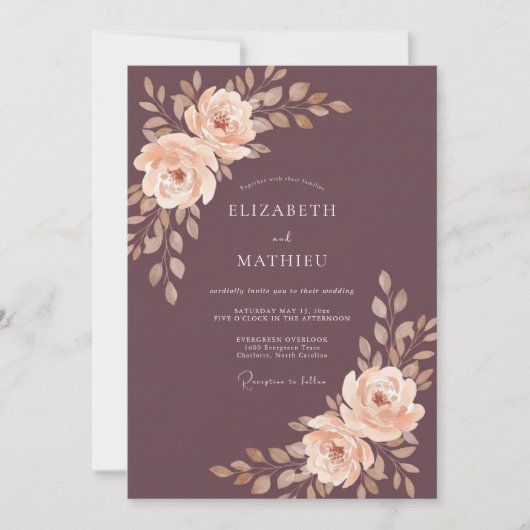 Plum Elegant Autumnal Wedding 招待状 (正面)