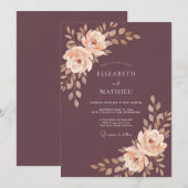 Plum Elegant Autumnal Wedding 招待状 (正面/裏面)