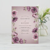 Plum Elegant Watercolor Wedding 招待状 (スタンド正面)
