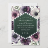 Plum Emerald Anemone Wedding 招待状 (正面)