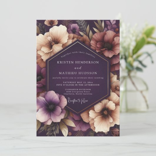 Plum Enchanted Bloom Wedding 招待状 (スタンド正面)