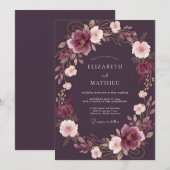 Plum Enchanting Evening Wedding 招待状 (正面/裏面)