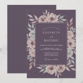 Plum Ethereal Blossom Wedding 招待状 (正面/裏面)