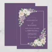 Plum Ethereal Botanical Wedding 招待状 (正面/裏面)