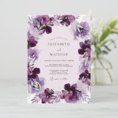 Plum Ethereal Watercolor Wedding 招待状 (スタンド正面)