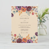 Plum Exuberant Bohemian Wedding 招待状 (スタンド正面)