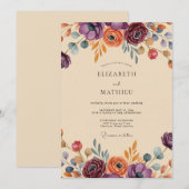 Plum Exuberant Bohemian Wedding 招待状 (正面/裏面)