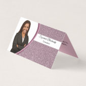 Plum Faux Glitter Replaceable Photo Folding 名刺 (正面)
