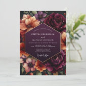 Plum Floral Dusk Wedding 招待状 (スタンド正面)