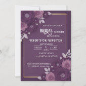 Plum Floral Dusty Rose Wedding Invitation 招待状 (正面)