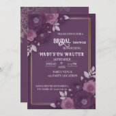 Plum Floral Dusty Rose Wedding Invitation 招待状 (正面/裏面)
