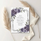 Plum Floral Frame Wedding Invitation 招待状