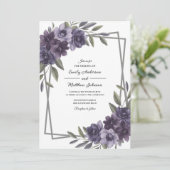 Plum Floral Frame Wedding Invitation 招待状 (スタンド正面)