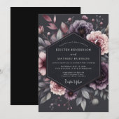 Plum Floral Mood Wedding 招待状 (正面/裏面)