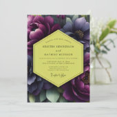 Plum Floral Opulence Wedding 招待状 (スタンド正面)