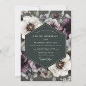 Plum Floral Opulent Romance Wedding 招待状 (正面)