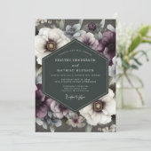 Plum Floral Opulent Romance Wedding 招待状 (スタンド正面)