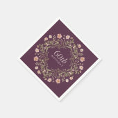 Plum Floral Wreath 60th Birthday Paper Napkins スタンダードカクテルナプキン (角)
