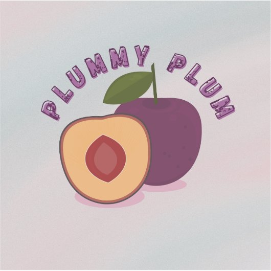 Plum Fruit Sticker – Cute Purple Plum Illustration シール (正面)