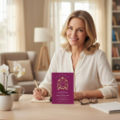 Plum Gold Ornate Clock Retirement Party Invite 招待状