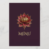 Plum Gold Wedding Menu Elegant Portrait Card メニュー (裏面)