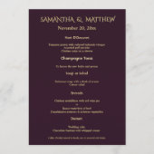 Plum Gold Wedding Menu Elegant Portrait Card メニュー (正面)