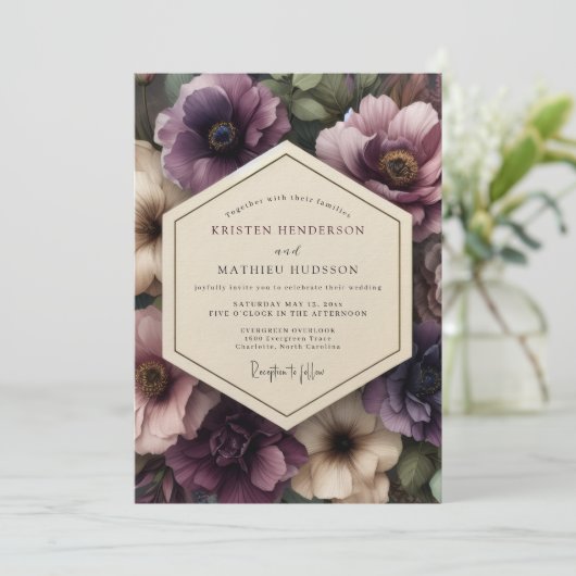 Plum Gothic Bloom Wedding 招待状 (スタンド正面)