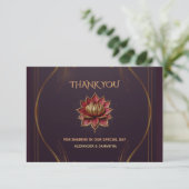 Plum Gothic Wedding Thank You Card Gold 出欠カード (スタンド正面)