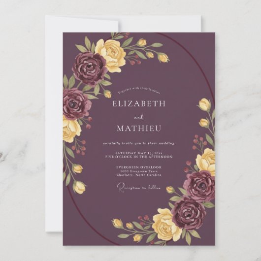 Plum Graceful Autumnal Wedding 招待状 (正面)