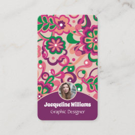 Plum Groovy Psychedelic 60s 70s Floral II 名刺