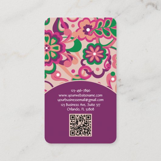 Plum Groovy Psychedelic 60s 70s Floral II 名刺 (裏面)