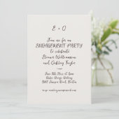 Plum Handwritten Script Initials Engagement Party 招待状 (スタンド正面)