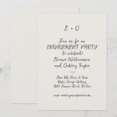 Plum Handwritten Script Initials Engagement Party 招待状 (正面/裏面)