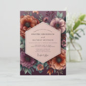 Plum Heirloom Floral Wedding 招待状 (スタンド正面)