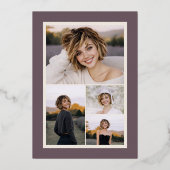 Plum Ivory Photo Graduation Rose Gold 箔招待状 (裏面)